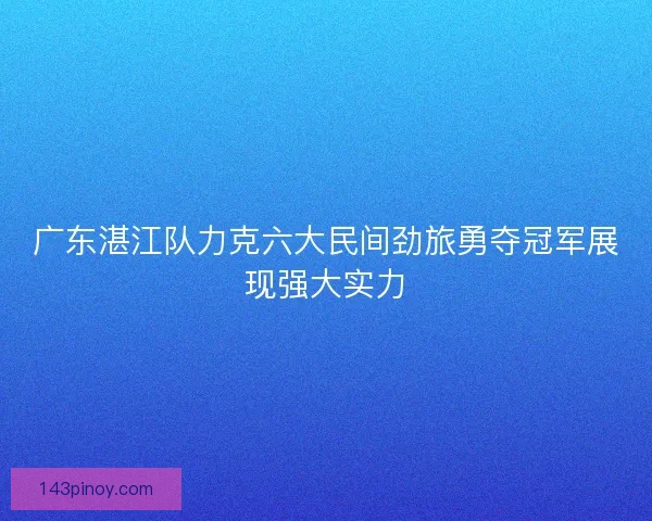 广东湛江队力克六大民间劲旅勇夺冠军展现强大实力